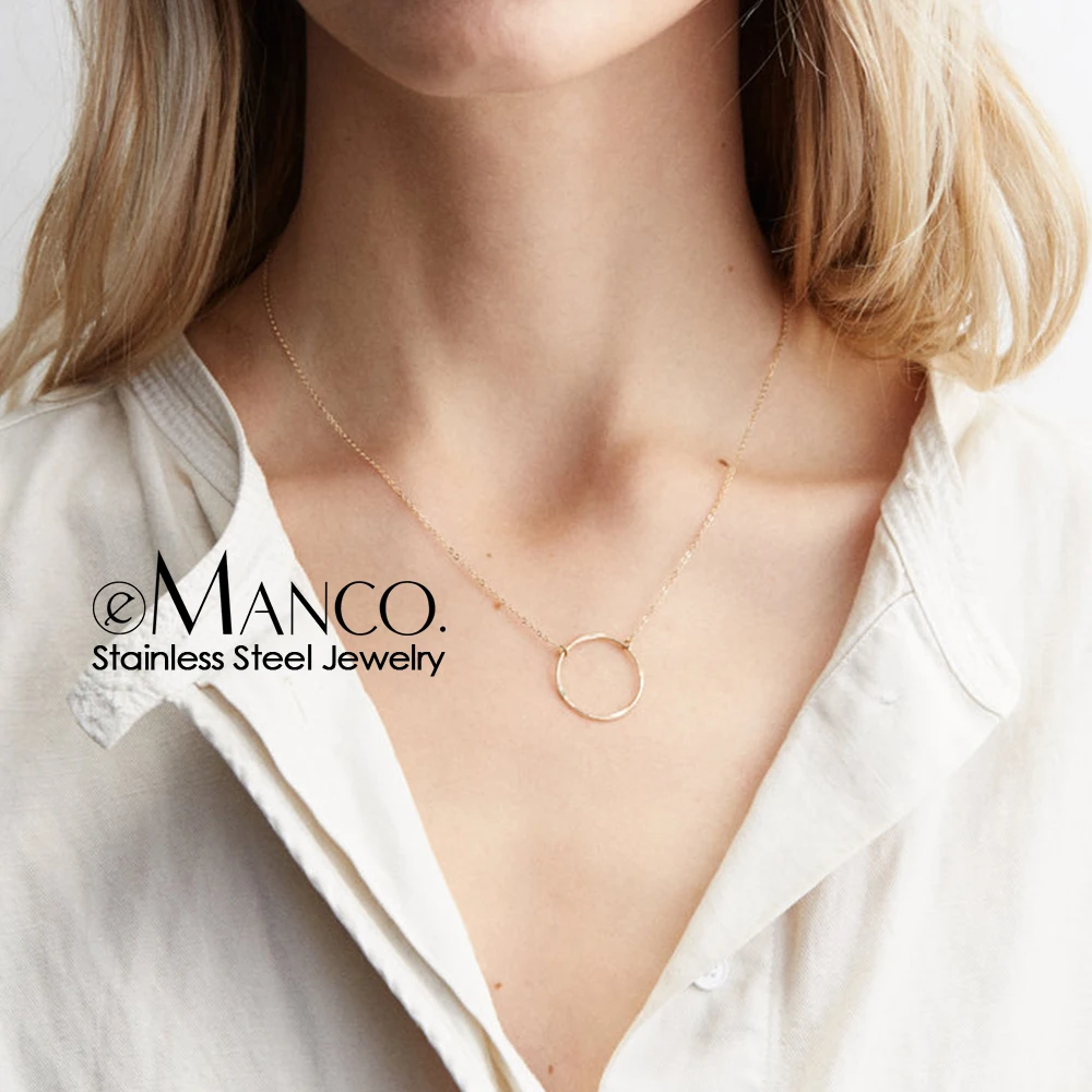 e-Manco Trendy Stainless steel Necklace simple round pendant necklace women thin choker necklaces for women
e-Manco Trendy Stainless steel Necklace simple round pendant necklace women thin choker necklaces for women