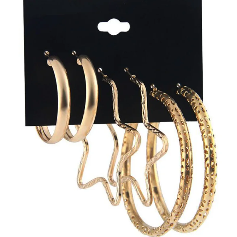 RscvonM 3 Pairs/Set Classic Oversize Gold Color Metal Hoop Earrings Set Mix For Women Round Big Circle Earring Statement Jewelry
RscvonM 3 Pairs/Set Classic Oversize Gold Color Metal Hoop Earrings Set Mix For Women Round Big Circle Earring Statement Jewelry