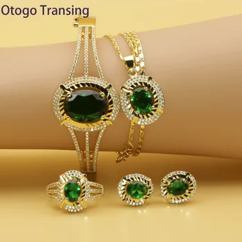 Otogo Transing 2019 Party Gold Color Jewelry Set Women Fashion Charm Green Crystal Ring Earrings Necklace Bracelet Flower SET213
Otogo Transing 2019 Party Gold Color Jewelry Set Women Fashion Charm Green Crystal Ring Earrings Necklace Bracelet Flower SET213