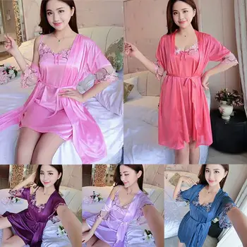 2020 Women Sexy Soild Color Thin One Size Satin Luxurious Lightweight Long Sleeve With Belt Lace Sexy Home Night Dress Set!
2020 Women Sexy Soild Color Thin One Size Satin Luxurious Lightweight Long Sleeve With Belt Lace Sexy Home Night Dress Set!