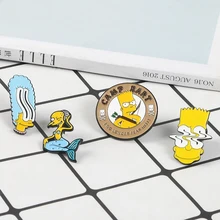 Marge Bart Simpsons Família Esmalte Pin Sr Burns Pinos Engraçados Dos Desenhos Animados Jóias Caráter Distintivo de Lapela Pin Broches Para Mulheres Dos Homens crianças(China)