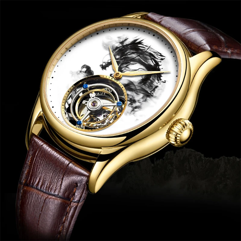 Tourbillon Mechanical Watch Men's Top Brand Watch Sapphire Mirror Original Manual Winding Hollow Movement Chinese Dragon Watch
Tourbillon Mechanical Watch Men's Top Brand Watch Sapphire Mirror Original Manual Winding Hollow Movement Chinese Dragon Watch