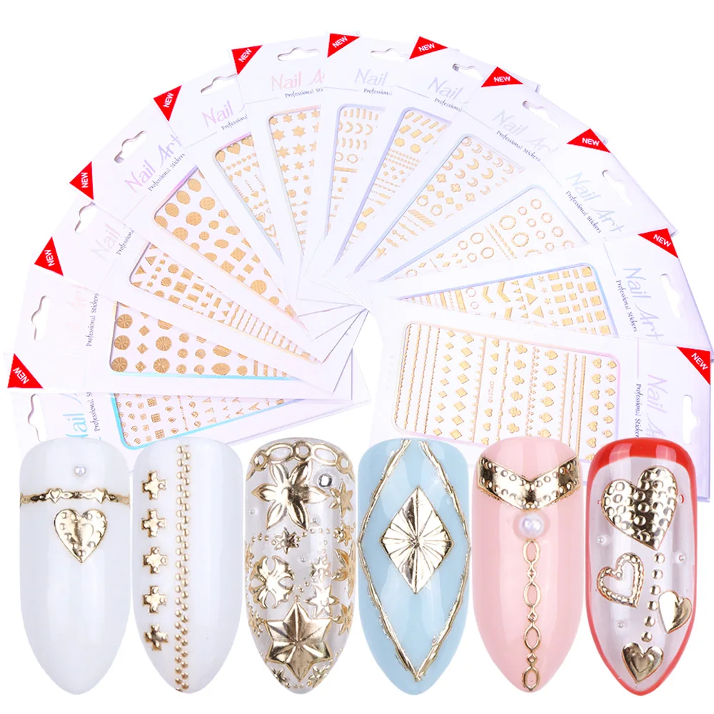 1pcs Bronzing Gold 3D Nail Sticker Decorations Metal Geometry Heart Star Adhesive Tips Nails Decal Manicure Tool JIDP2001-2012
1pcs Bronzing Gold 3D Nail Sticker Decorations Metal Geometry Heart Star Adhesive Tips Nails Decal Manicure Tool JIDP2001-2012