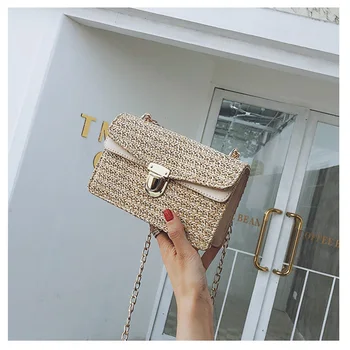 National style new fashion wild diagonal small square bag straw women's bag chain Messenger travel beach bag
National style new fashion wild diagonal small square bag straw women's bag chain Messenger travel beach bag