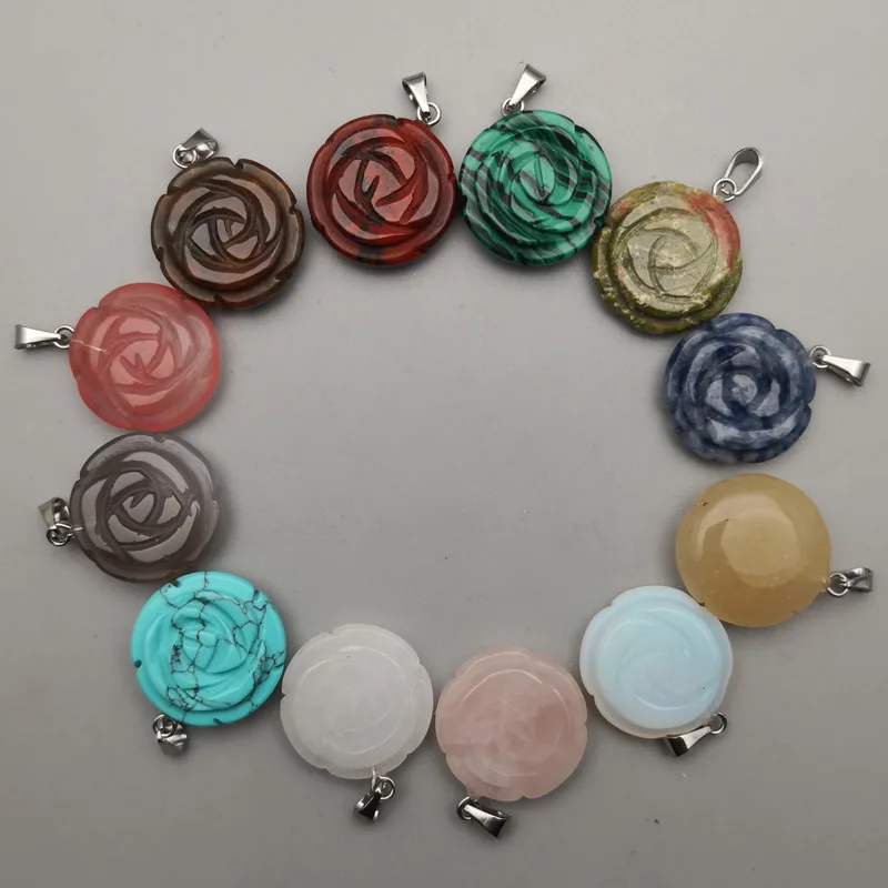 fashion Rose flower charms natural stone pendants for Jewelry making mixed 12pcs/lot Diy Accessories Free shipping Wholesale
fashion Rose flower charms natural stone pendants for Jewelry making mixed 12pcs/lot Diy Accessories Free shipping Wholesale