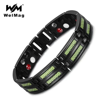 WelMag Men Charm Magnetic Bracelet Homme with Green Carbon Fiber FIR Energy Titanium Bracelets & Bangles Black Wristband 2019 
WelMag Men Charm Magnetic Bracelet Homme with Green Carbon Fiber FIR Energy Titanium Bracelets & Bangles Black Wristband 2019