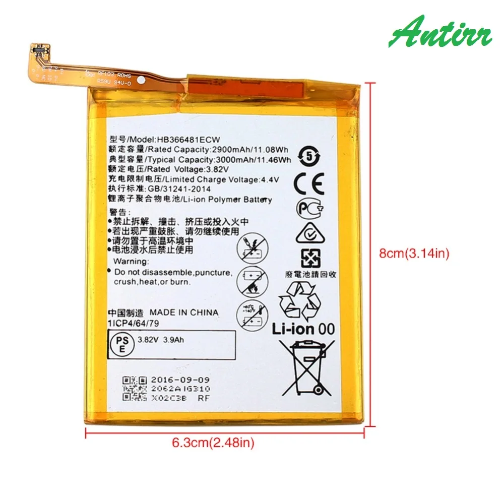 Antirr For Huawei P9 Battery High Quality 2900mAh HB366481ECW replacement Backup Battery for Huawei P9 Smartphone with tools #30
Antirr For Huawei P9 Battery High Quality 2900mAh HB366481ECW replacement Backup Battery for Huawei P9 Smartphone with tools #30