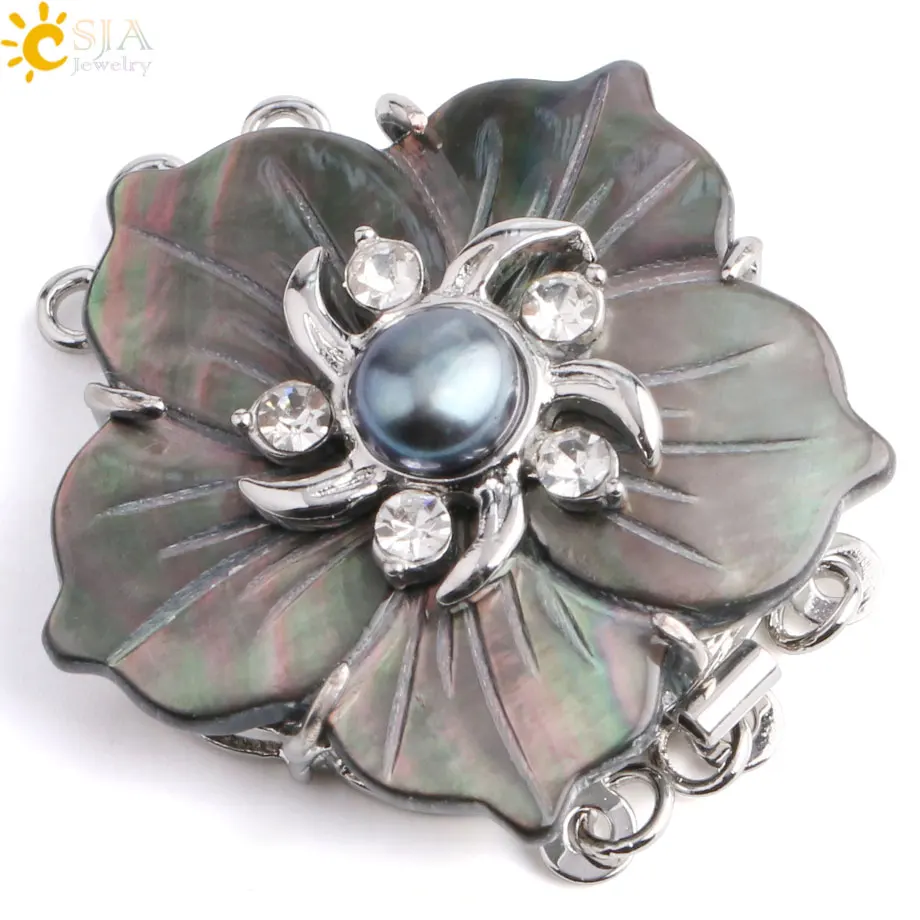 CSJA Three Clasps Connector Natural Black Shell Flower Rhinestone Hollow Silver Color Bead Fit Women DIY Necklace Bracelets G060
CSJA Three Clasps Connector Natural Black Shell Flower Rhinestone Hollow Silver Color Bead Fit Women DIY Necklace Bracelets G060