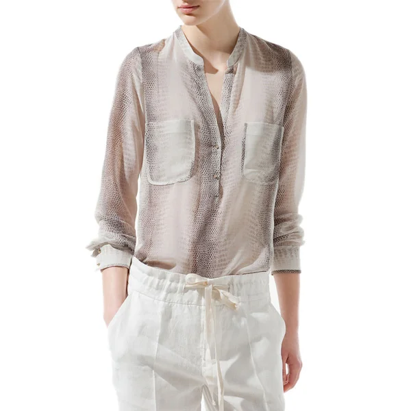 New Fashion 2018 Women's Elegant Long Sleeve V-Neck Pockets Shirts Tops blusas Snake Printed Chiffon Casual Ladies Blouses Br009
New Fashion 2018 Women's Elegant Long Sleeve V-Neck Pockets Shirts Tops blusas Snake Printed Chiffon Casual Ladies Blouses Br009