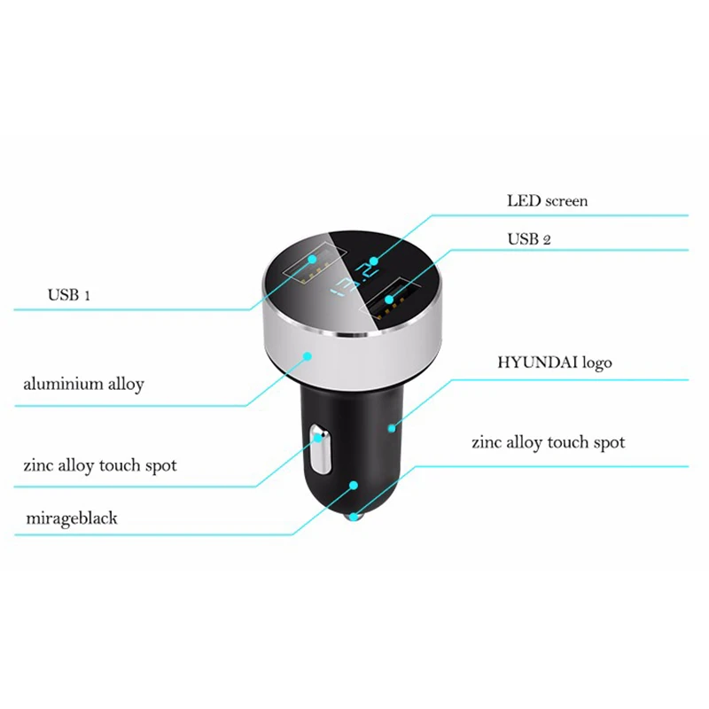 JX-LCLYL Dual USB DC 5V 3.1A Car Charger Adapter Voltmeter For iPhone Samsung Blue