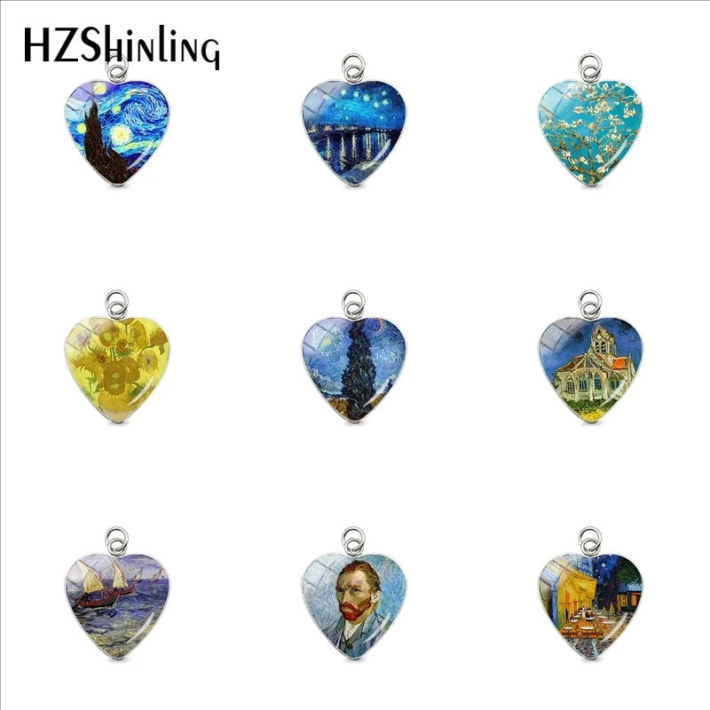 Vintage Van Gogh's Oil Paintings Cabochon Heart Charms Starry Night Painting Jewelry Sunflower Heart Pendant Accessories
Vintage Van Gogh's Oil Paintings Cabochon Heart Charms Starry Night Painting Jewelry Sunflower Heart Pendant Accessories