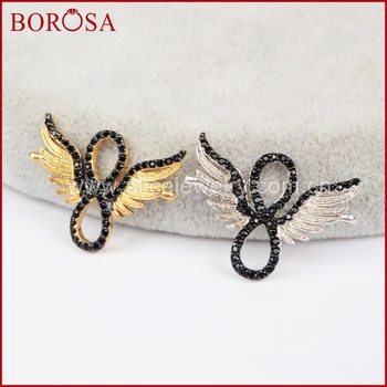 BOROSA 10pcs CZ Micro Pave Black Zircons Number 8 Wing Connector Fashion Connector Double Bails for DIY jewelry WX428
BOROSA 10pcs CZ Micro Pave Black Zircons Number 8 Wing Connector Fashion Connector Double Bails for DIY jewelry WX428
