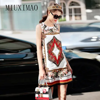 Europe Style 2018 Spring & Summer Newest O-Neck Sleeveless Beading Elegant Flower Print A-Line Above Knee Dress Women
Europe Style 2018 Spring & Summer Newest O-Neck Sleeveless Beading Elegant Flower Print A-Line Above Knee Dress Women