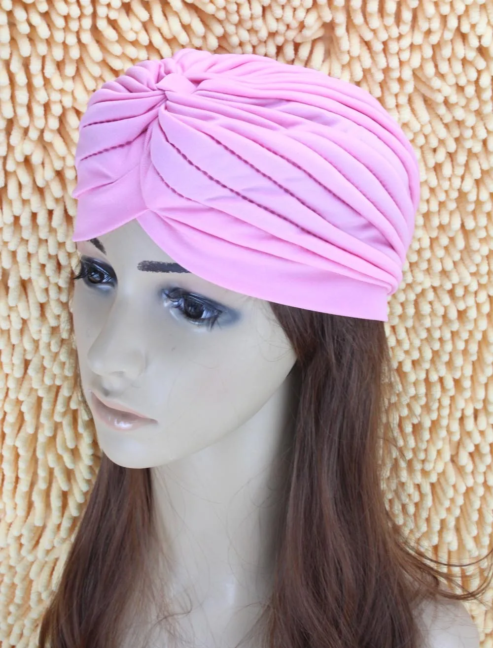 2016 New Fashion Women Turban Hat Bohemia 21 Solid Color Fold Beanies Female Simple Autumn Bonnet Indian Turban Hats For Women (22)