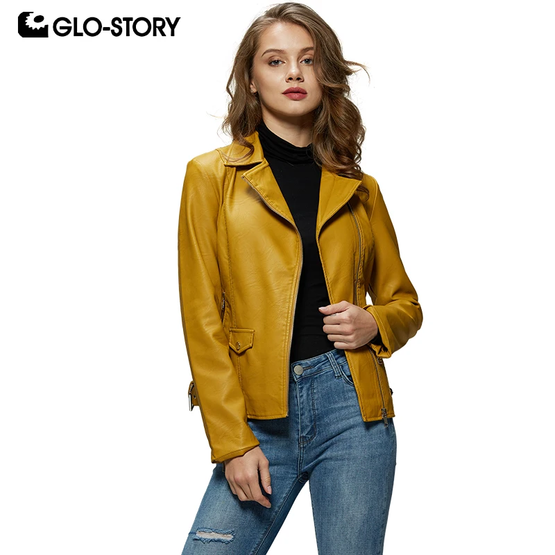 GLO-STORY 2019 Modis Women Moto & Biker Turn-Down Collar Zipper Pocket Faux Leather Jacket Winter Coat for Female WPY-7817
GLO-STORY 2019 Modis Women Moto & Biker Turn-Down Collar Zipper Pocket Faux Leather Jacket Winter Coat for Female WPY-7817