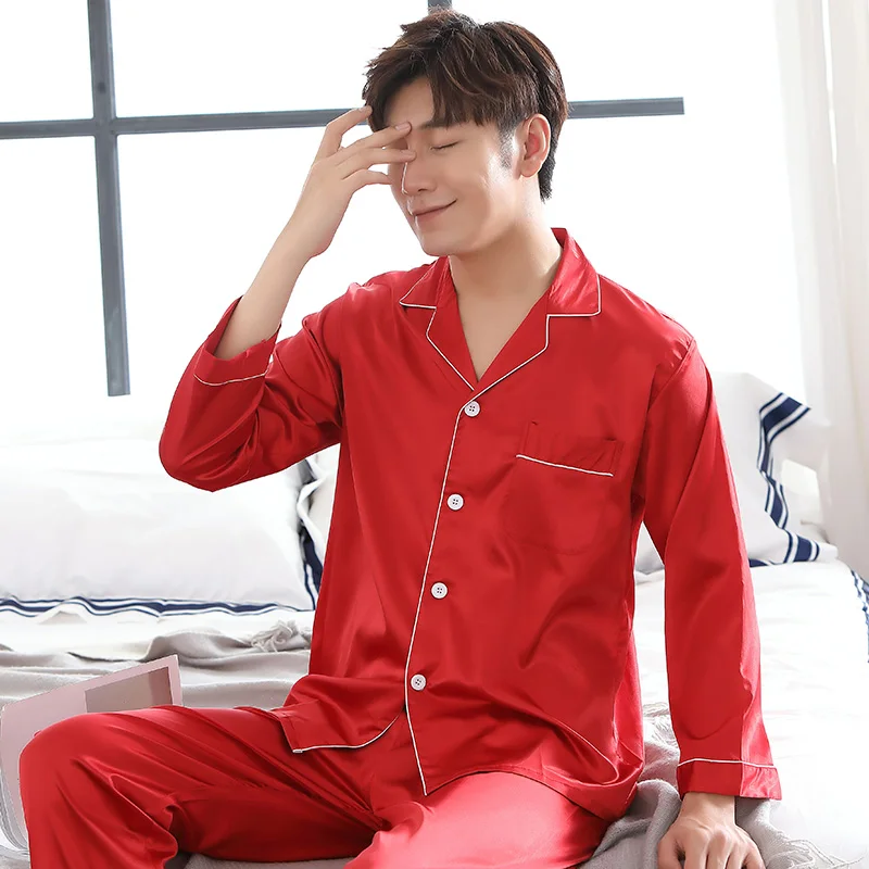 Satin Silk Pajamas Longs For Men Spring And Autumn Sleepwear Male Pajama Set Soft Nightgown For Men Pyjamas Sleep Lounge Big Siz
Satin Silk Pajamas Longs For Men Spring And Autumn Sleepwear Male Pajama Set Soft Nightgown For Men Pyjamas Sleep Lounge Big Siz
