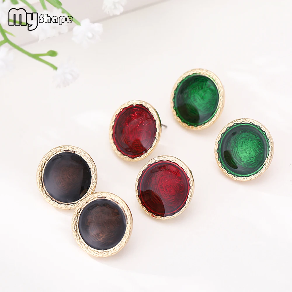 My Shape Geometric Round Stud Earrings Gold Border Circle Earrings Black Red Green Enamel Jewelry Gift for Women Mother's Day
My Shape Geometric Round Stud Earrings Gold Border Circle Earrings Black Red Green Enamel Jewelry Gift for Women Mother's Day