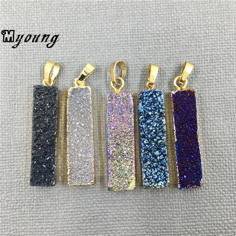 Rectangle Nature Stone Titanium Quartz Drusy Pendant,Agates Druzy Charm For Jewelry Making MY1458
Rectangle Nature Stone Titanium Quartz Drusy Pendant,Agates Druzy Charm For Jewelry Making MY1458