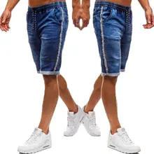 Мужские джинсовые шорты карго голубые свободные из смеси хлопка