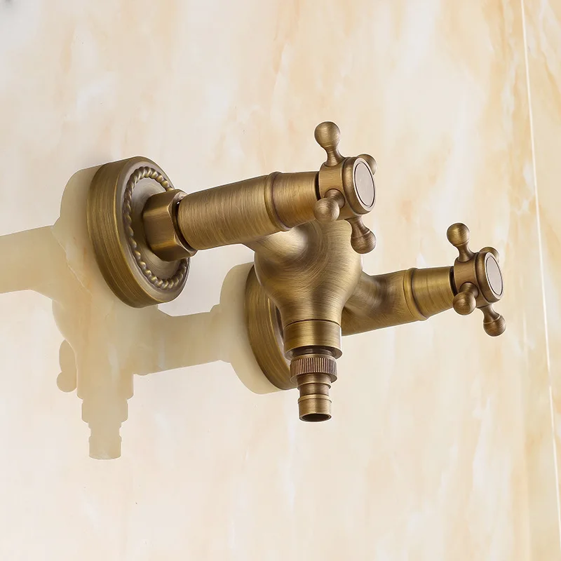 Vidric antique brass washing machine faucet double handle double hole hot and cold mixer tap into the wall basin faucet
Vidric antique brass washing machine faucet double handle double hole hot and cold mixer tap into the wall basin faucet
