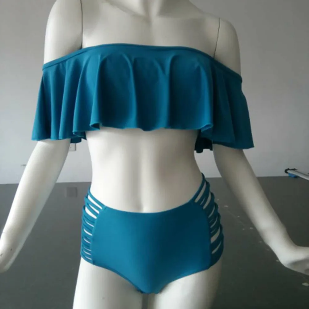 Puseky Sexy Solid color Off Shoulder Bikinis Push Up bandeau Black bikini 2017 swimwear swimsuit women high waist bathing Suit 17 Puseky Sexy Solid color Off Shoulder Bikinis Push Up bandeau Black bikini 2017 swimwear swimsuit women high waist bathing Suit 17