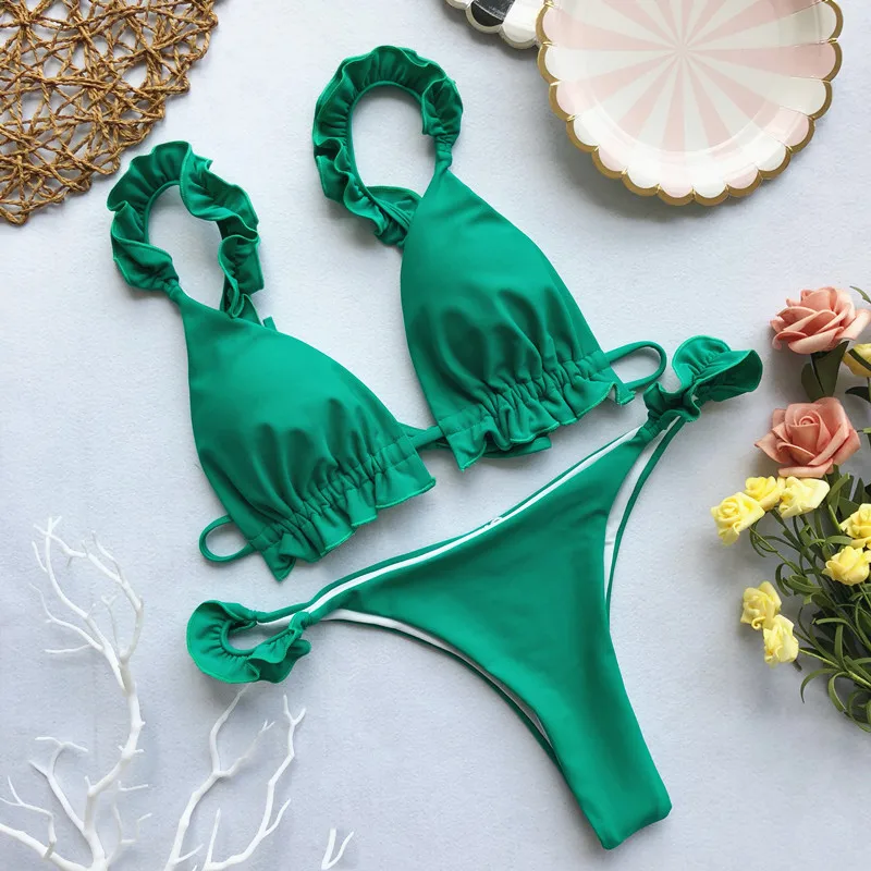 Brazilian Bikinis Mujer Retro Ruffle Bikini Push Up Sexy Thong May Swimsuit Badpak Swimwear Tankini Swimsuits Women
Brazilian Bikinis Mujer Retro Ruffle Bikini Push Up Sexy Thong May Swimsuit Badpak Swimwear Tankini Swimsuits Women