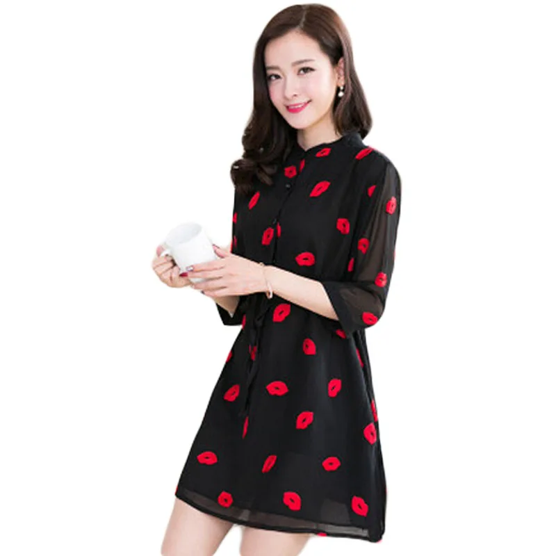 Large Summer A-line Dress Chiffon Breathable Dress Single-Breasted Dresses Lip Pattern Print Vestidos Femininos EE345
Large Summer A-line Dress Chiffon Breathable Dress Single-Breasted Dresses Lip Pattern Print Vestidos Femininos EE345