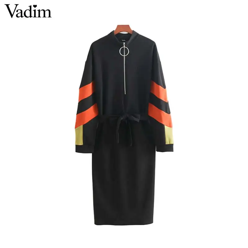 Vadim striped patchwork loose midi dress bow tie sashes long sleeve zipper female casual mid calf dresses vestidos mujer QA825
Vadim striped patchwork loose midi dress bow tie sashes long sleeve zipper female casual mid calf dresses vestidos mujer QA825