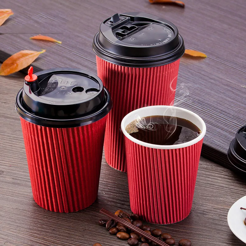 50pcs Disposable corrugated double layer thick insulated hot drink coffee milk tea takeaway packaging paper cup with lid
50pcs Disposable corrugated double layer thick insulated hot drink coffee milk tea takeaway packaging paper cup with lid