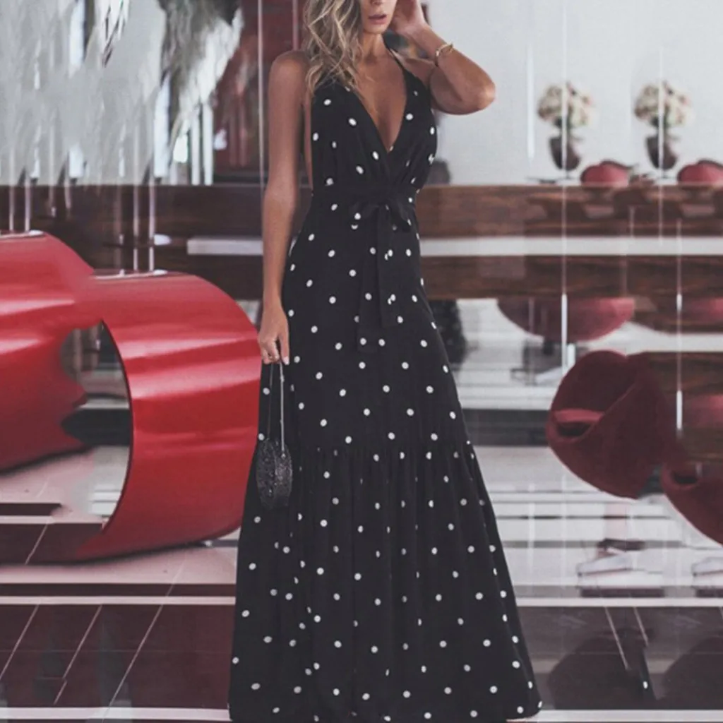 Long Dress Women Summer 2019 Boho Dot Printed Sleeveless V Neck Party Maxi Dress Casual Beach Sundress Elegant Backless Vestidos
Long Dress Women Summer 2019 Boho Dot Printed Sleeveless V Neck Party Maxi Dress Casual Beach Sundress Elegant Backless Vestidos