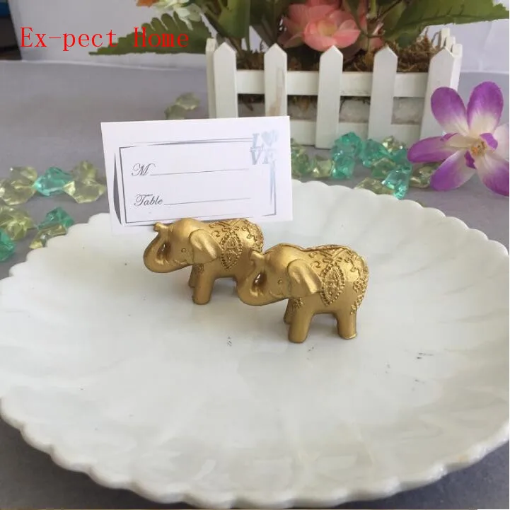 

200pcs Lucky Gold Elephant Place Card Holders/Table Name Holder Wedding Centerpiece Golden Themed Party Favors