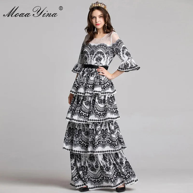 MoaaYina Fashion Designer Runway Dress Spring Autumn Women Flare sleeve Vintage Print Cascading Ruffle Elegant Cake Maxi Dresses
MoaaYina Fashion Designer Runway Dress Spring Autumn Women Flare sleeve Vintage Print Cascading Ruffle Elegant Cake Maxi Dresses