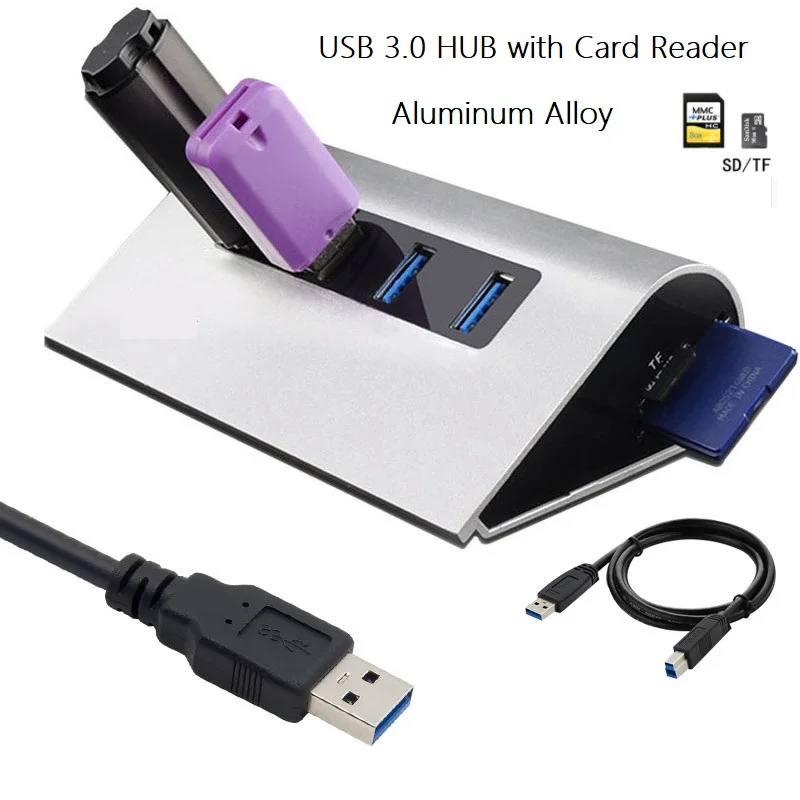USB 3.0 HUB Combo 4 Ports with Card Reader TF/SD 5Gbps High Speed Aluminium Alloy Adapter for Macbook Air Laptop Computer
USB 3.0 HUB Combo 4 Ports with Card Reader TF/SD 5Gbps High Speed Aluminium Alloy Adapter for Macbook Air Laptop Computer