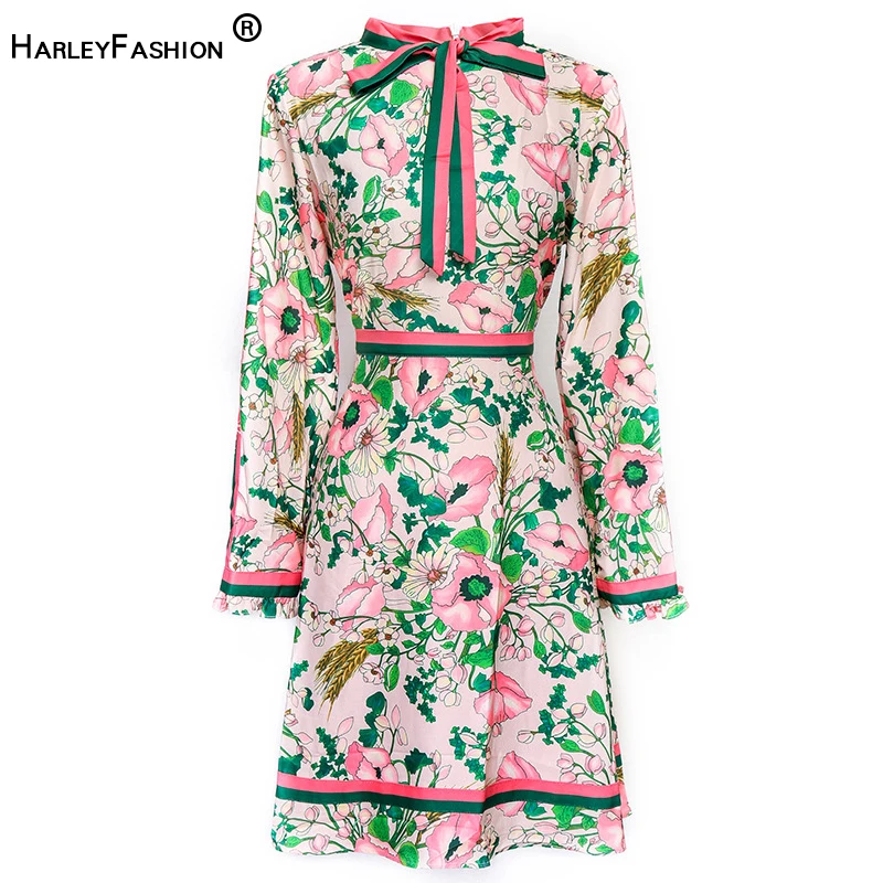 HarleyFashion Elegant Colorful Summer Fashion Flower Print Dress Long Sleeve Bow Collar Slim Dress High Quality
HarleyFashion Elegant Colorful Summer Fashion Flower Print Dress Long Sleeve Bow Collar Slim Dress High Quality