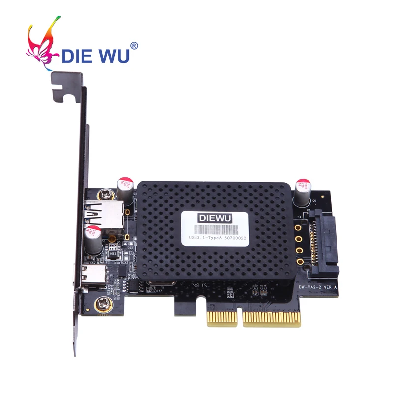DIEWU USB 3.1 Type C PCIe Expansion Card PCI-e to 1 Type C 1 Type A 3.0 USB Adapter PCI Express Controller Hub For Desktop PC
DIEWU USB 3.1 Type C PCIe Expansion Card PCI-e to 1 Type C 1 Type A 3.0 USB Adapter PCI Express Controller Hub For Desktop PC