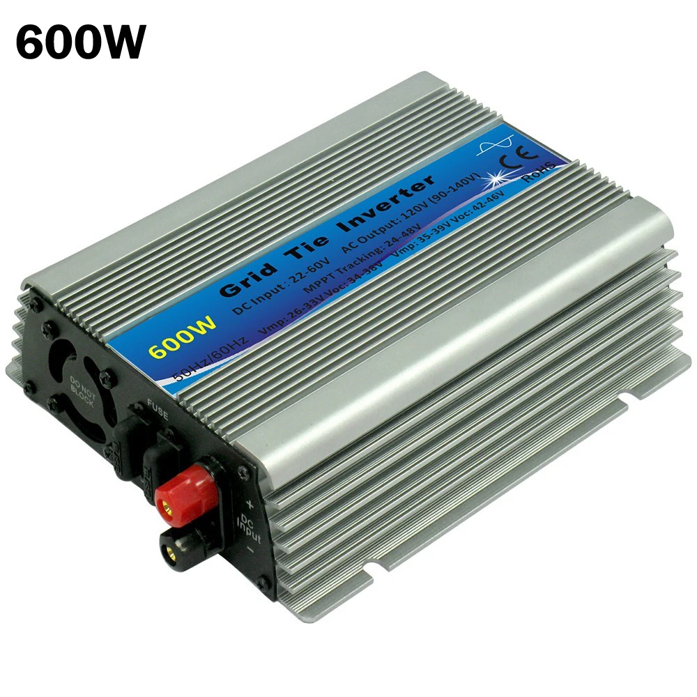 MPPT Function 600W On Grid Tie Micro Inverters Pure Sine Wave 22-60VDC to 110V or 230VAC Inverters for 30V or 36V Solar Panel
MPPT Function 600W On Grid Tie Micro Inverters Pure Sine Wave 22-60VDC to 110V or 230VAC Inverters for 30V or 36V Solar Panel
