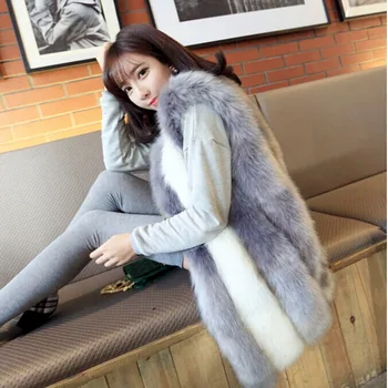 2017 Medium Long Faux Fox Fur Vest Coat Sleeveless Gray White Thick Warm Coat High Quality Casaco Feminino Inverno E134
2017 Medium Long Faux Fox Fur Vest Coat Sleeveless Gray White Thick Warm Coat High Quality Casaco Feminino Inverno E134