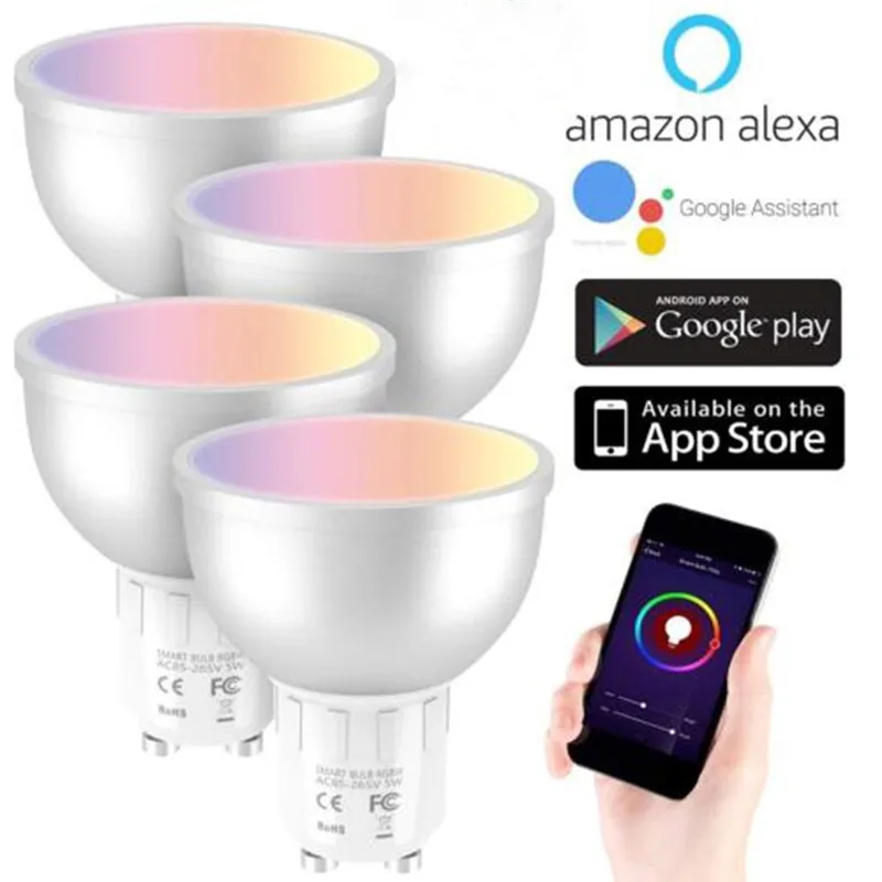 GU10 Smart Light Bulb WiFi RGBW 5W Led Lamp Dimmable Compatible with Alexa & Google Home Remote Control By Smartphone Tablet XNC
GU10 Smart Light Bulb WiFi RGBW 5W Led Lamp Dimmable Compatible with Alexa & Google Home Remote Control By Smartphone Tablet XNC