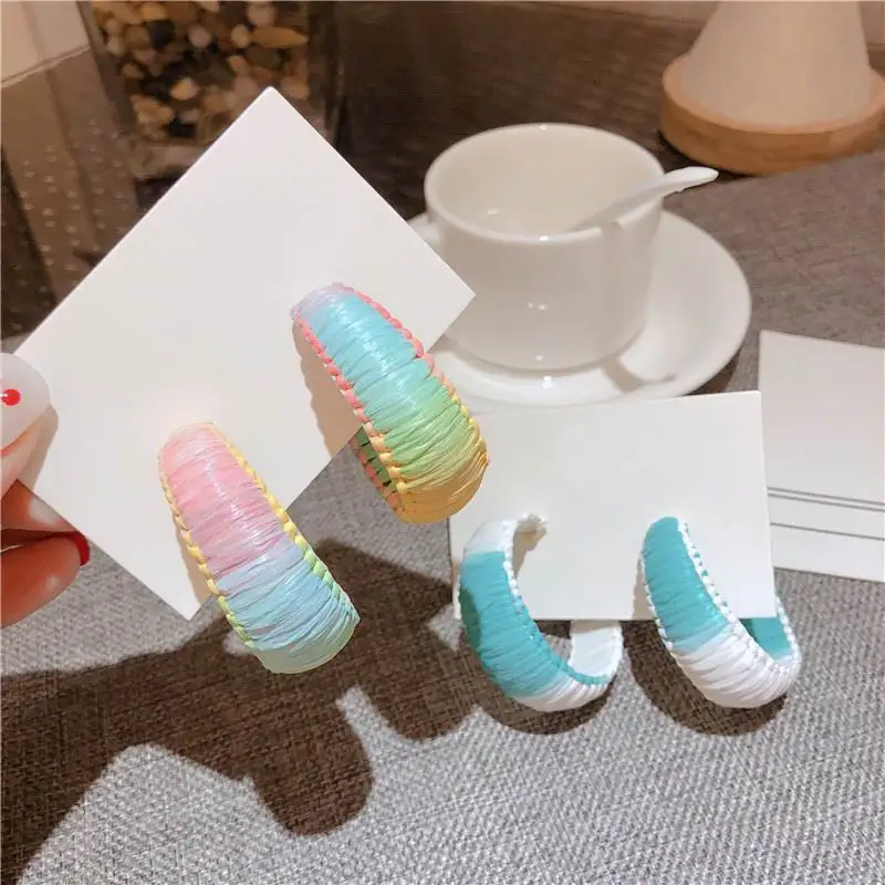 Bohemian Colorful Weave Half Circle Earrings 2019 Summer Handmade Personality C Shaped Earrings
Bohemian Colorful Weave Half Circle Earrings 2019 Summer Handmade Personality C Shaped Earrings