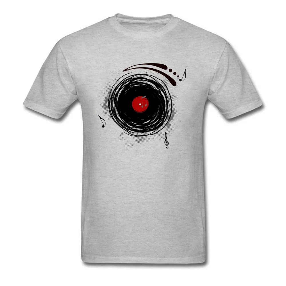 Fashionable Tops Shirt New Coming Short Sleeve Men T-Shirt TpicOriginaltitle Casual ostern Day T Shirt Crew Neck Vinyl Records Retro Grunge DJ Art grey