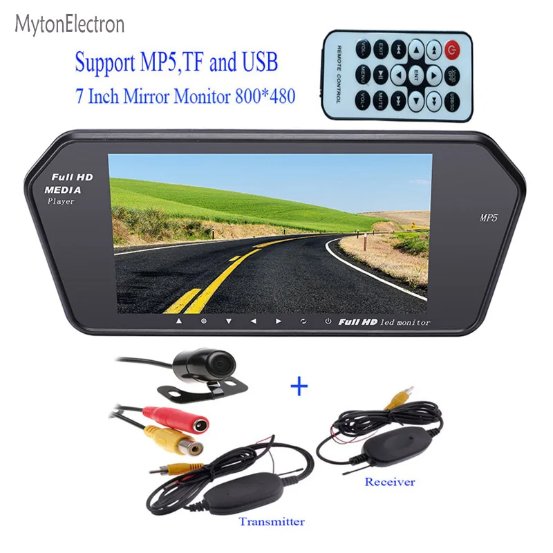 wireless 2.4G Transmitter & Receiver waterproof Rear View Camera + 800x480 LED Screen 7 inch Car Mirror Monitor with Mp5 TF USB
wireless 2.4G Transmitter & Receiver waterproof Rear View Camera + 800x480 LED Screen 7 inch Car Mirror Monitor with Mp5 TF USB