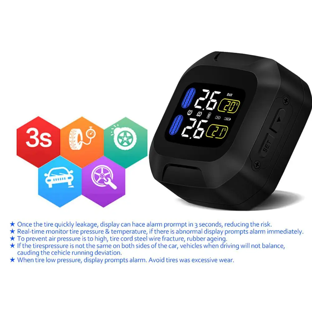 M3 Motorcycle TPMS Tire Pressure Monitoring System Wireless LCD Display Moto Auto Tyre Alarm Systems 2 External Sensor r15
M3 Motorcycle TPMS Tire Pressure Monitoring System Wireless LCD Display Moto Auto Tyre Alarm Systems 2 External Sensor r15