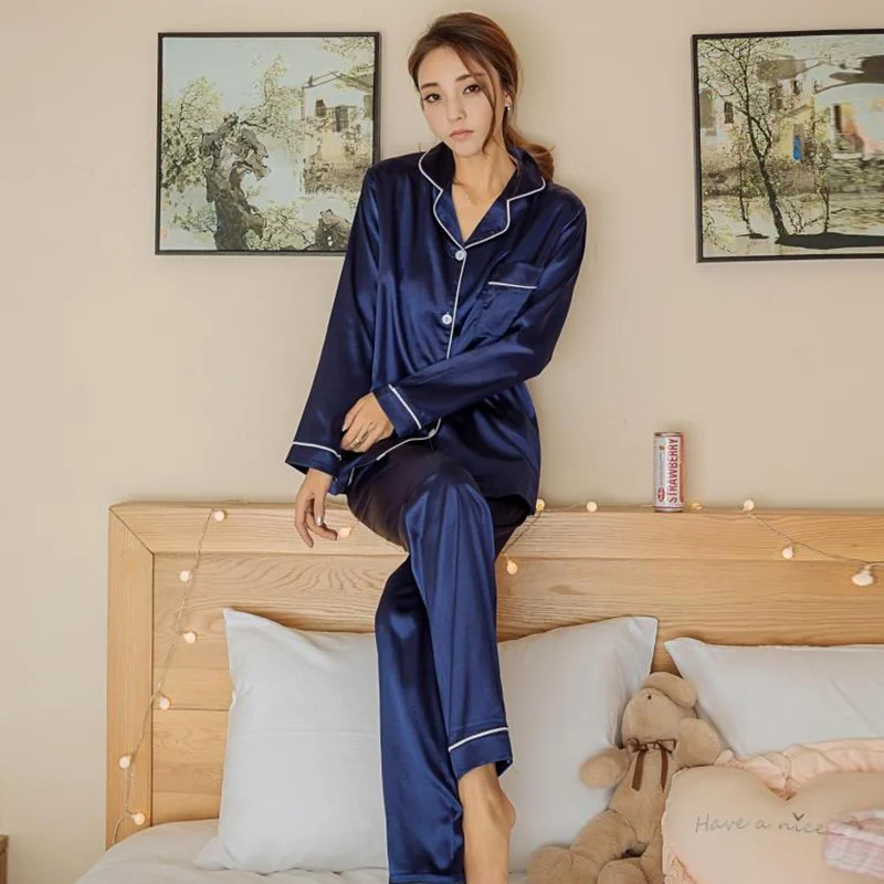 Women's Satin Pajamas Set Faux Silk Long Sleeve Shirt Pants Female Pyjama Suit Sleepwear Homewear Ladies Pajamas Plus Size 5XL
Women's Satin Pajamas Set Faux Silk Long Sleeve Shirt Pants Female Pyjama Suit Sleepwear Homewear Ladies Pajamas Plus Size 5XL