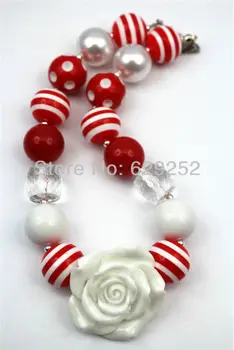 10pcs White Flower Necklace White&Red beads chunky necklaces for girls and kids CB281
10pcs White Flower Necklace White&Red beads chunky necklaces for girls and kids CB281