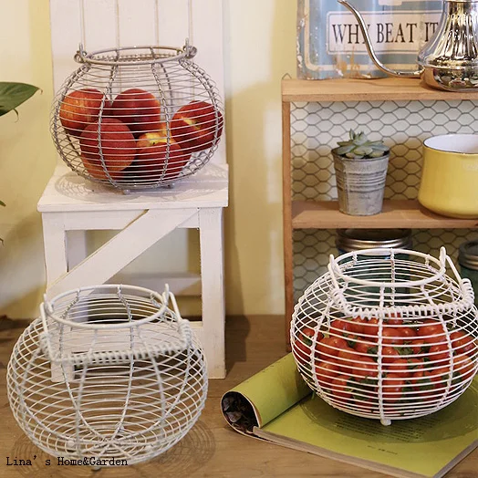handwoven metal wire egg basket wholesale