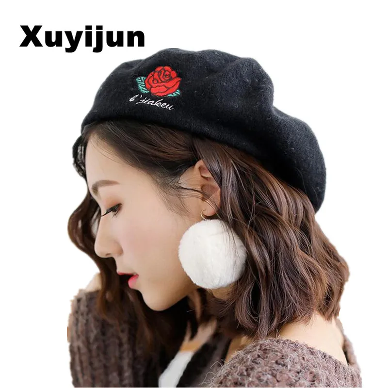 XUYIJUN Super Hot High Quality Fashion Artist Wool Roses Women's Beret Hat Female Cap Casual Dome Nude Hat Feminino Boina
XUYIJUN Super Hot High Quality Fashion Artist Wool Roses Women's Beret Hat Female Cap Casual Dome Nude Hat Feminino Boina