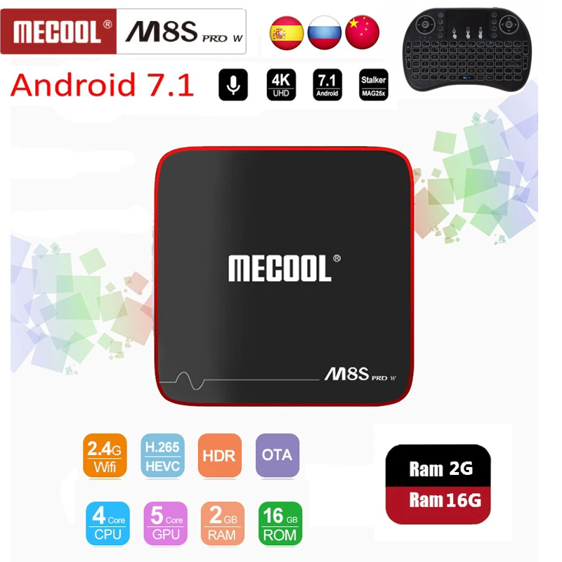 

Mecool M8S PRO W Amlogic S905W 1/2GB RAM 8/16GB ROM Quad Core Voice Control ATV Smart Android TV Box Android 7.1 i8 keyboard