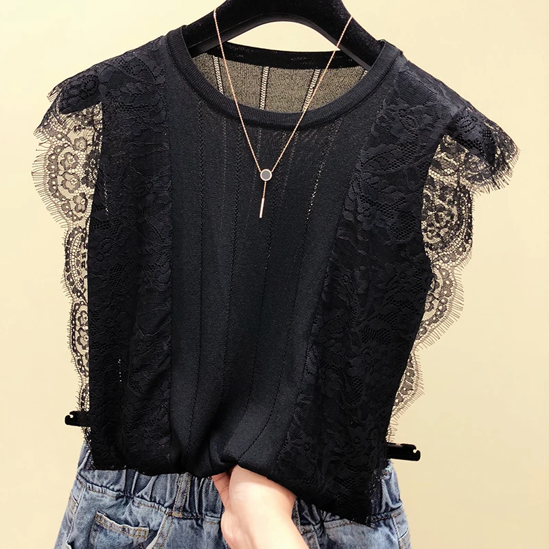 Lace pathcwork knitted tank top women sleeveless o-neck tops black white summer top 2019 new arrivals
Lace pathcwork knitted tank top women sleeveless o-neck tops black white summer top 2019 new arrivals