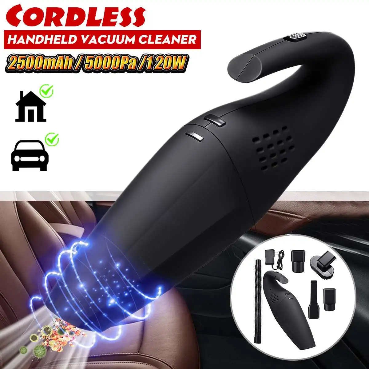 110-240V 120W Handheld Car Wireless Vacuum Cleaner With High Power Dual Purpose Wet & Dry Portable Rechargeable Home Cleaning
110-240V 120W Handheld Car Wireless Vacuum Cleaner With High Power Dual Purpose Wet & Dry Portable Rechargeable Home Cleaning