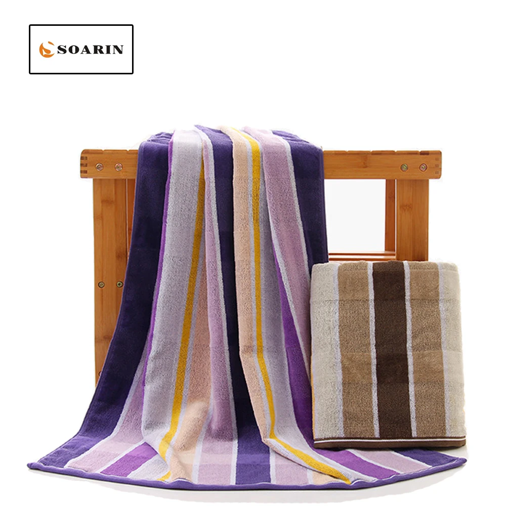 

SOARIN Stripe Jacquard 100% Cotton Bath Towel Toalhas De Praia Beach Towels For Adults Toalhas De Banho Adulto Travel Towel